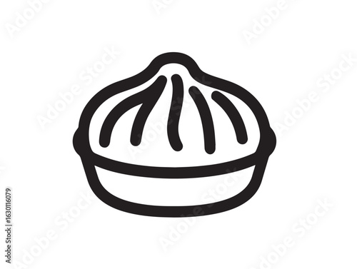 Minimal Asian dim sum plate in 2D icon