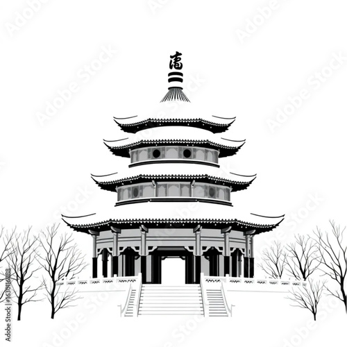 Bell Tower smothered in snow in Xi'an around the winter solstice