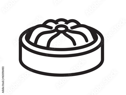 Steamed dim sum dumplings in modern vector style