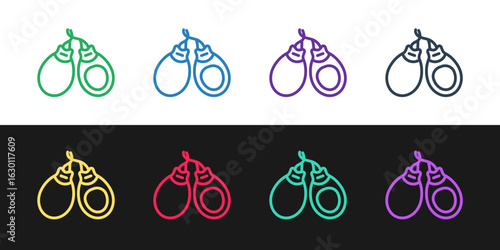 Set line Musical instrument castanets icon isolated on black and white background. Vector