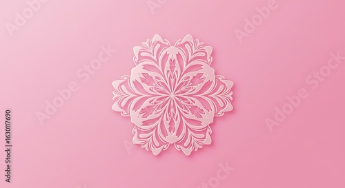 Intricate Floral Design on Soft Pink Background