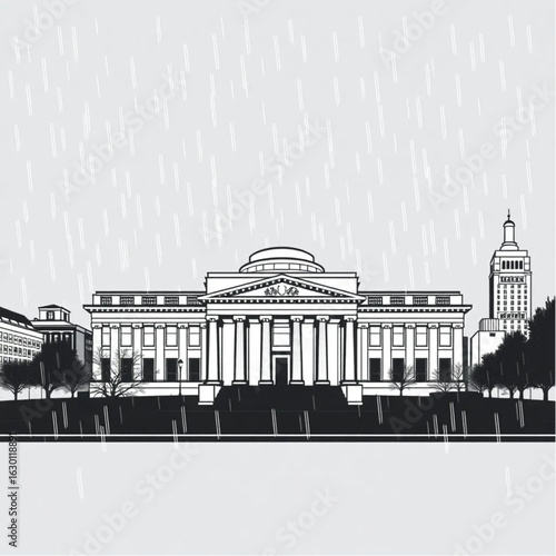 Metropolitan Museum of Art under twilight skies in New York as the city shimmers after rain