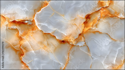 Stunning white and orange onyx marble texture with natural veins, ideal for elegant backgrounds and luxurious designs.
