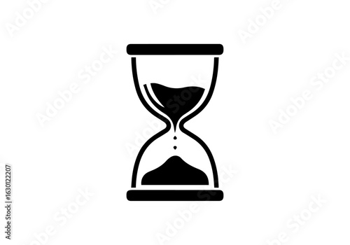 Classic hourglass icon in a flat design style. Sandglass vector symbol representing time, countdown, deadline, and the passage of moments.