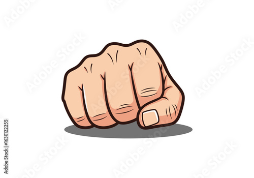 Powerful clenched fist symbol of protest and revolution. Vector illustration of a hand gesture showing strength and determination. Isolated graphic design element.