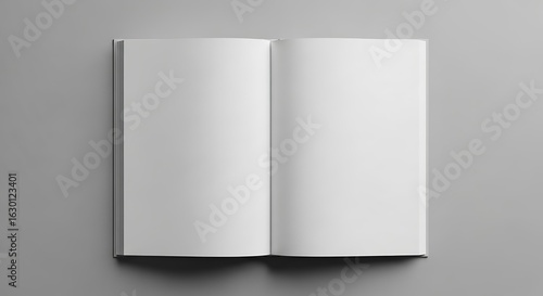 Minimalist open book with blank pages for creative design and editorial mockups
