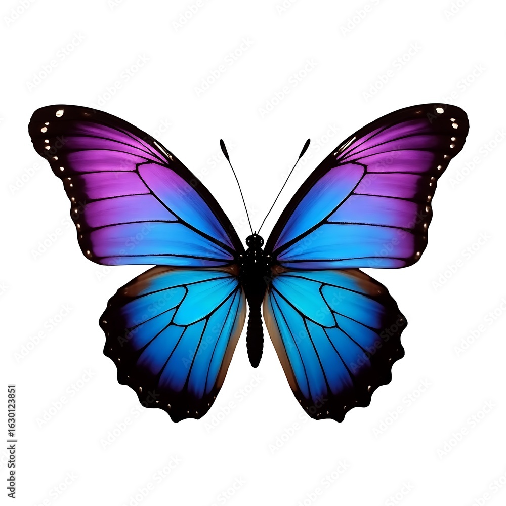 Obraz premium Vibrant Purple and Blue Butterfly, Isolated on White Background