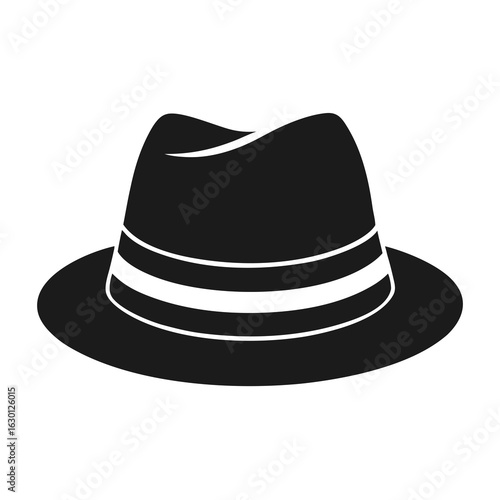 Elegant black fedora hat isolated on a white background, perfect for fashion, clothing, and vintage-style projects