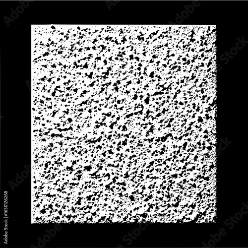 Minimalist dense aggregation of irregular black spots scattered across a white rectangular surface in monochrome style vector