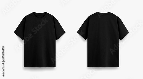 Foto black tshirt for mockup, black tshirt flat lay photo, modern regular fit tshirt