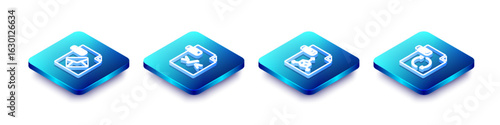 Set Isometric line MSG file document, XSL, OBJ and GIF icon. Vector