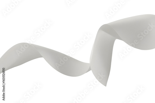 Graceful white ribbon gracefully flowing, creating an elegant and dynamic abstract visual.