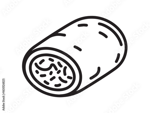 Wrapped falafel sandwich icon in clean vector line art