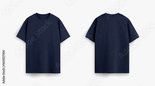 Fotografie navy tshirt for mockup, navy tshirt flat lay photo, modern regular fit tshirt ca