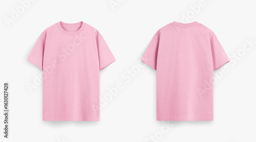 Bild auf Leinwand pink tshirt for mockup, pink tshirt flat lay photo, regular fit tshirt photo iso