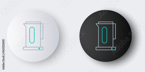 Line Kettle with handle icon isolated on grey background. Teapot icon. Colorful outline concept. Vector