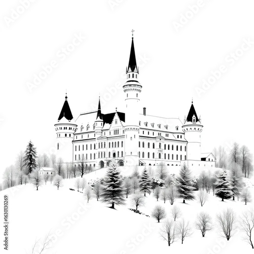 Bran Castle smothered in snow in Romania around the winter solstice