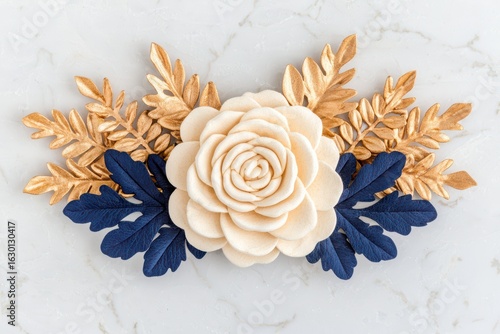 Elegant Floral Arrangement with Cream Rose and Golden Leaves