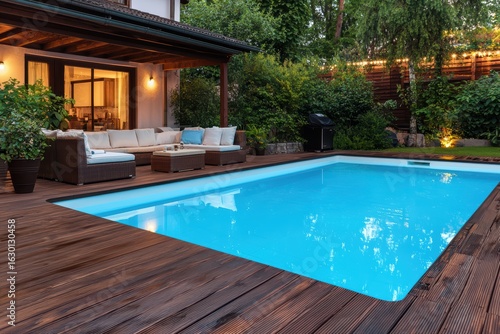 Wallpaper Mural Cozy Backyard with Modern Pool and Elegant Outdoor Furniture Torontodigital.ca