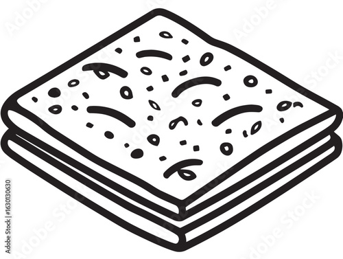 Tasty focaccia bread icon in clean vector line