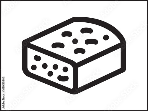 Crispy focaccia icon in elegant minimal line art