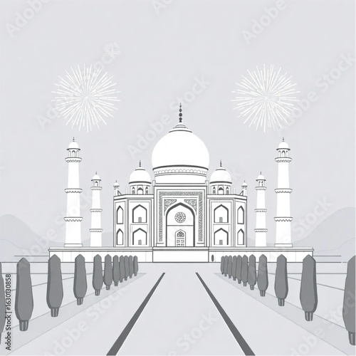 Taj Mahal dazzling with fireworks in Agra under fresh spring blossoms