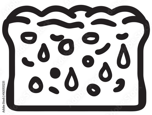 Fresh baked focaccia in stylish vector outline