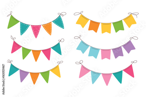 Colorful Party Bunting Flags celebration decoration.eps