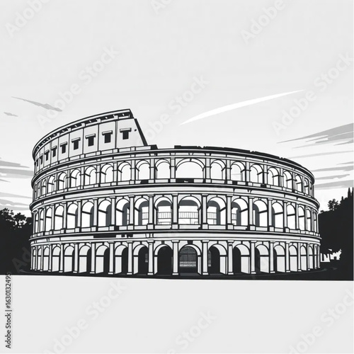 Colosseum under twilight skies in Rome during the crisp autumn afternoon