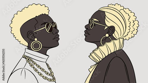 Stylish African Women in Profile with Trendy Accessories.