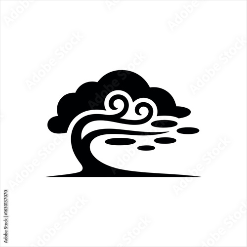 Black Stormy Weather Cloud with Rain Illustration