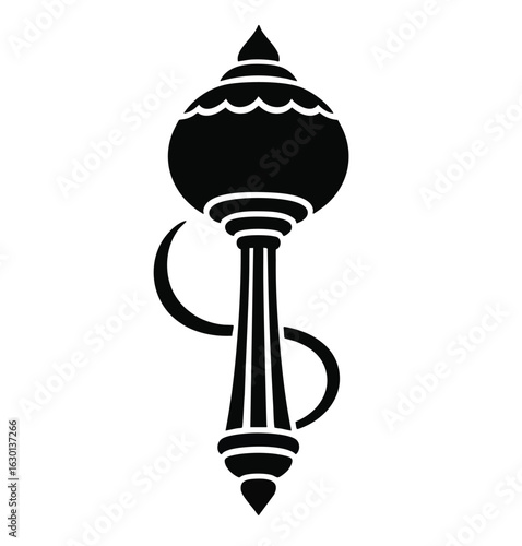 Lord Hanuman's Gada and Tail, a Traditional Hindu Symbol of Strength, Devotion, and Power.