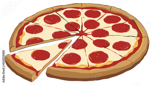 Delicious Pepperoni Pizza with Slices.