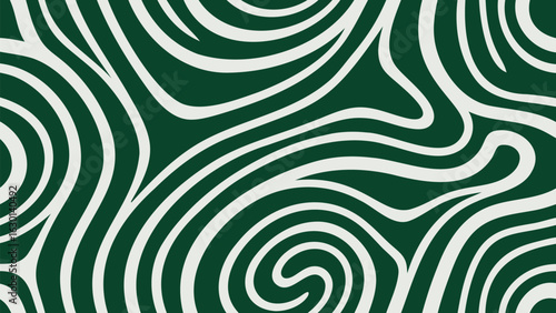 Abstract green and white pattern featuring swirling and curving lines creating a dynamic visual effect
