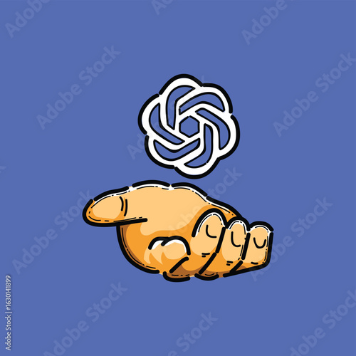 Ai tech, hand show virtual graphic AI Global Internet connect Chatgpt Chat with AI, Artificial Intelligence. using command prompt for generates something, Futuristic technology transformation.