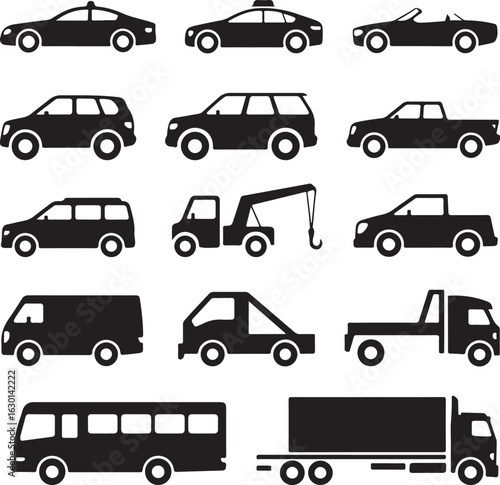 vector set of cars