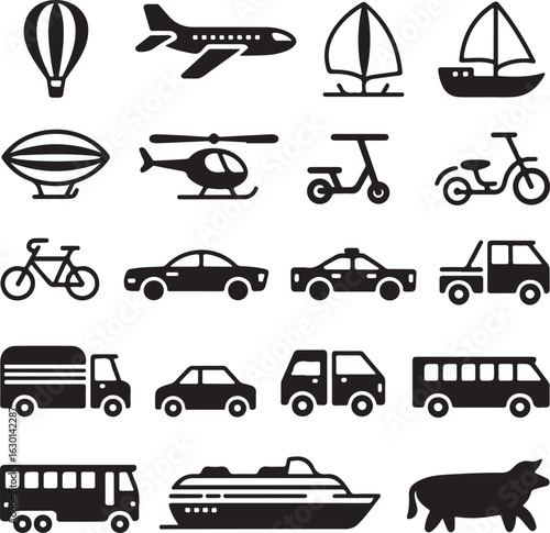 transportation icons set