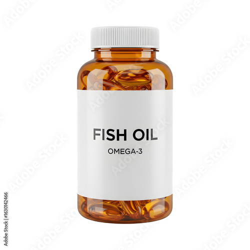 3D Render of a Bottle with Fish Oil Capsules