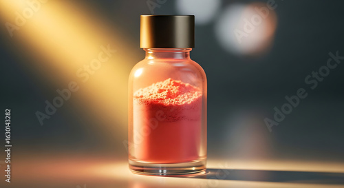 Wallpaper Mural A small glass bottle containing a vibrant pink powder, illuminated by soft light. Torontodigital.ca