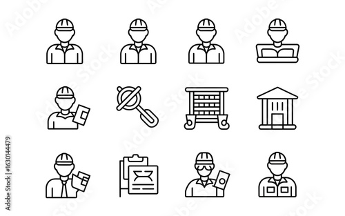 Collection of construction and building icons silhouette isolated on white background