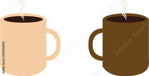 A warm inviting illustration of a skin toned ceramic mug filled with rich brown coffee perfect for cafe or beverage themed designs