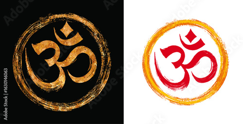 The sacred Om or Aum symbol, blending gold texture with bold design elements. A modern interpretation of spiritual symbolism, perfect for meditation spaces, yoga studios, or cultural interiors.
