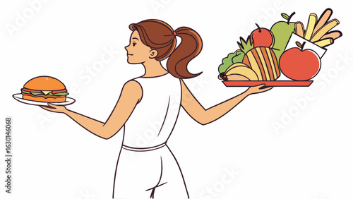 Healthy vs Unhealthy Food Choices for a Woman.