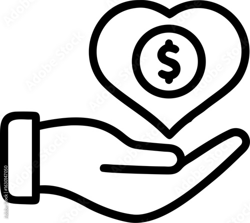 charity vector icon on white or transparent background. crowdfunding or fundraising icons items Stroke icon collections. Editable Stroke icon collection Outline icon.