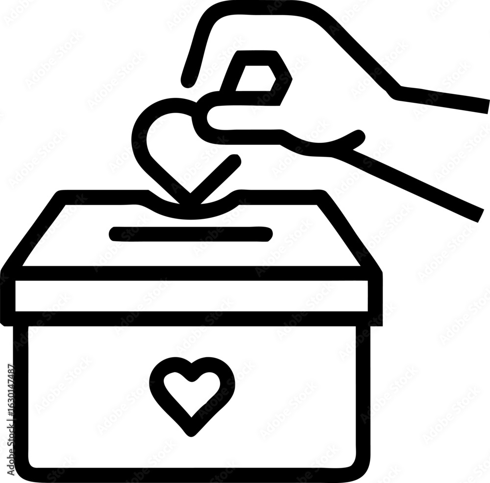 donation box vector icon on white or transparent background. crowdfunding or fundraising icons items Stroke icon collections. Editable Stroke icon collection Outline icon.