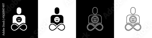 Set Friends forever icon isolated on black and white background. Everlasting friendship concept. Vector
