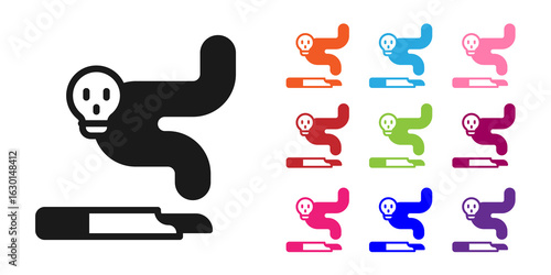 Black Cigarette icon isolated on white background. Tobacco sign. Smoking symbol. Set icons colorful. Vector