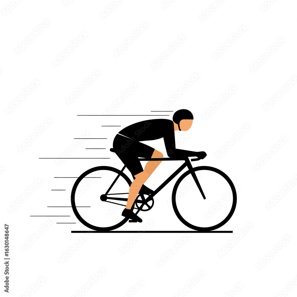 Fototapeta premium Cyclist in Motion: Minimalist Vector Illustration