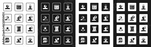 Set Human with question mark, Male doctor, Bipolar disorder, Solution problem in psychology, Online psychological counseling, Closed personality and Psychology icon. Vector