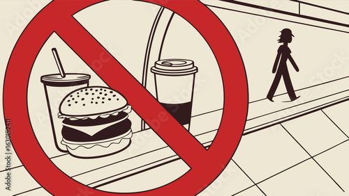 No Food or Drink Allowed on Subway Platform.